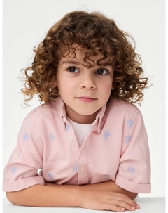 Рубашка Оксфорд из чистого хлопка с вышитой черепахой, розовый Marks & spencer