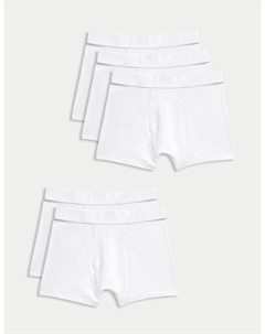 5 упаковок хлопковых трусов-боксеров с эластичностью, белый Marks & spencer