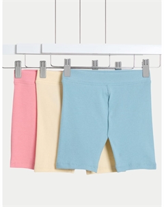 Велосипедные шорты из хлопка с высоким содержанием хлопка, 3 шт., разноцветный Marks & spencer