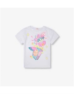 Футболка из хлопкового трикотажа с короткими рукавами, украшенная пайетками, для детей от 2 до 12 лет, белый Billieblush