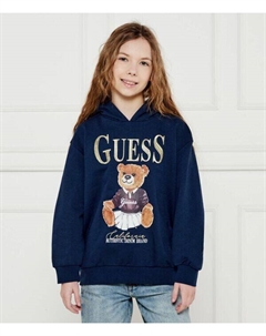 Толстовка детская с изображением медведя, синий Guess