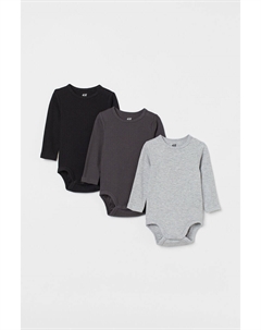 Три пары боди в рубчик, серый H&m