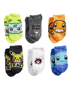 Набор из 6 носков-неявок для мальчиков 4–20 лет с изображением покемонов Licensed character