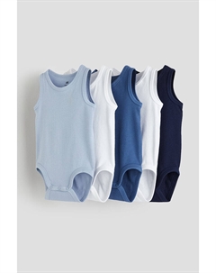 5 пар хлопковых боди, синий H&m