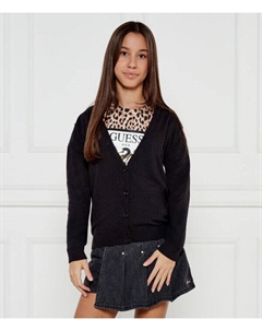 Кардиган детский на пуговицах с логотипом бренда, черный Guess