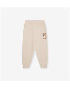 Спортивные брюки из хлопкового трикотажа с эластичным поясом и фирменной нашивкой для детей 4–14 лет, цвет calico Burberry