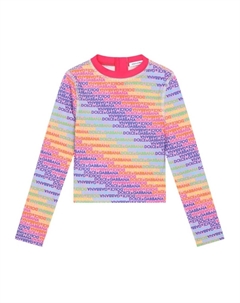 Топ для плавания с длинными рукавами и логотипом, розовый Dolce&gabbana