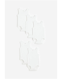 5 пар хлопковых боди, белый H&m