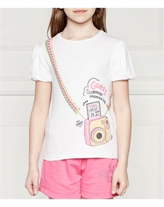 Футболка детская Regular Fit с рисунком, белый Guess