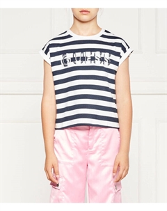 Футболка детская свободного кроя в полоску, белый Guess