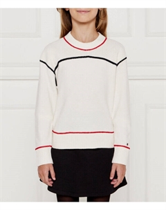 Джемпер детский из хлопка и вискозы с полосками, белый Tommy hilfiger