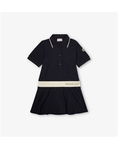 Платье-Поло из эластичного хлопка с логотипом и поясом для детей 4–14 лет, синий Moncler