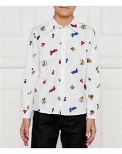 Рубашка детская с разноцветным принтом, белый Guess