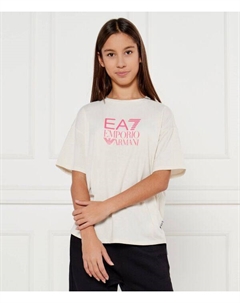 Футболка женская свободного кроя с логотипом бренда, бежевый Ea7