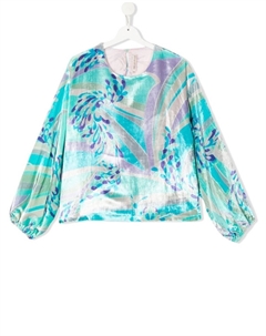 Бархатная блузка с абстрактным принтом, синий Pucci