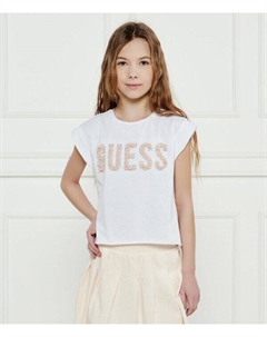 Футболка детская свободного кроя декорированная, белый Guess