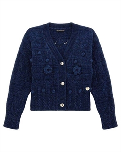 Кардиган детский на пуговицах декорированный, синий Guess