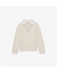 Шерстяной свитер Neena с контрастным воротником для крикета 4-13 лет, белый Reiss