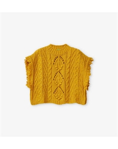 Вязаный топ с круглым вырезом и бахромой 1-6 лет, цвет mustard Benetton