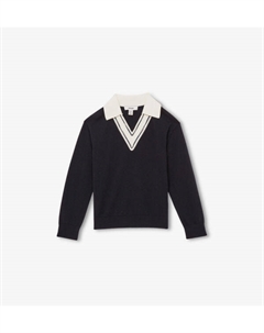 Шерстяной свитер Neena с контрастным воротником для крикета 4-13 лет, синий Reiss