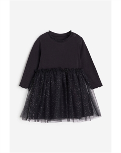 Трикотажное платье с тюлевой юбкой, черный H&m