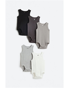 5 пар хлопковых боди, черный H&m