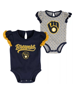 Комплект боди для новорожденных и младенцев темно-синего/серого цвета Milwaukee Brewers Scream & Shout из двух комплектов Outerstuff