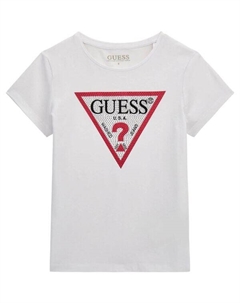 Футболка Regular Fit с логотипом в треугольнике, белый / красный Guess
