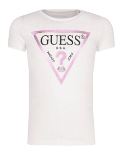 Футболка детская с фирменным принтом, белый Guess