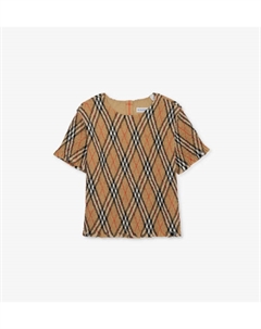 Топ из хлопка с принтом в клетку, присборенный, 6-14 лет, желтый Burberry