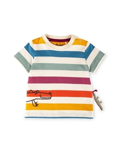 Футболка с принтом HAPPY CROCODILE, цвет ecru bunt gestreift Sigikid