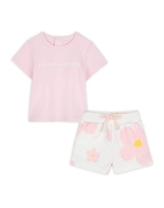 Комплект из футболки и шортов с цветочным принтом, розовый Marc jacobs kids