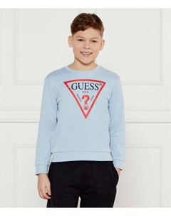 Толстовка детская с логотипом и круглым вырезом, голубой Guess