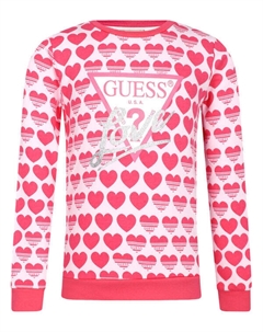 Свитшот детский с принтом из сердец, розовый Guess