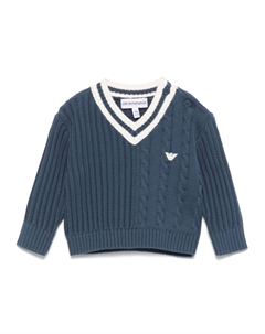 Свитер с нашивкой-логотипом, синий Emporio armani kids
