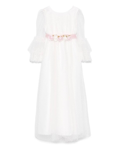 Платье с цветочной вышивкой, белый Monnalisa