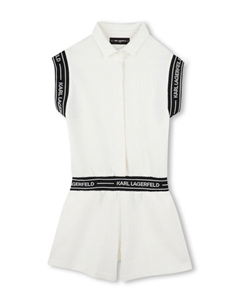 Комбинезон с жаккардовым логотипом, белый Karl lagerfeld kids