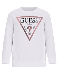 Свитшот детский с логотипом бренда, белый Guess