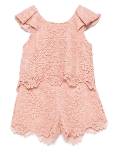 Комплект из топа и шортов в технике макраме, розовый Abel & lula