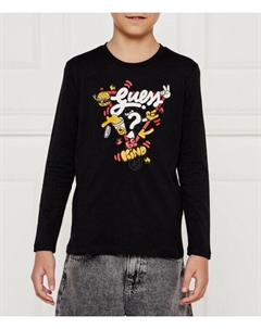 Лонгслив детский с принтом, черный Guess