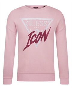 Свитшот для девочки с принтом со стразами, розовый Guess