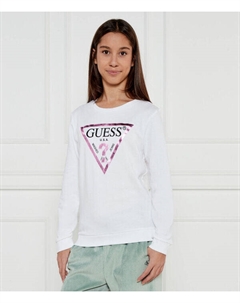 Лонгслив для девочек хлопковый, белый Guess