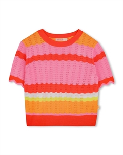 Трикотажная футболка в полоску, розовый Billieblush