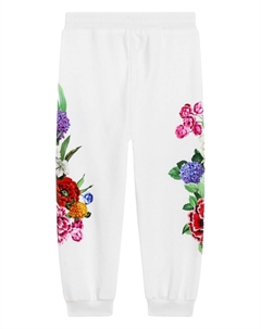 Kids спортивные брюки с цветочным принтом, белый Dolce&gabbana