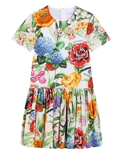 Kids платье с цветочным принтом, белый Dolce&gabbana