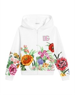 Kids худи с цветочным принтом, белый Dolce&gabbana