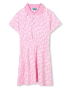 Платье с воротником поло и логотипом, розовый Kenzo kids