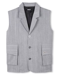 Полосатый топ с эффектом металлик, серый Dkny kids