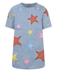 Джинсовое платье с нашивками, синий Stella mccartney kids
