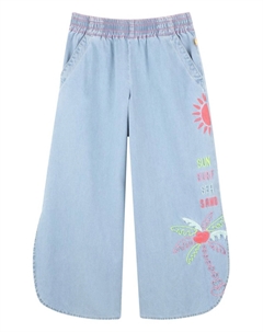 Широкие джинсы с вышивкой, синий Billieblush